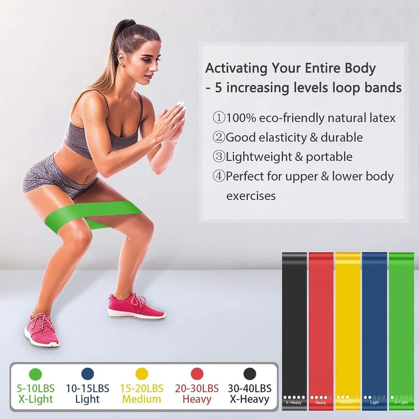 Resistance Loop Exercise Bands for Workout | Unisex for Home Gym | Yoga Stretching | Strength Training | Set of 5