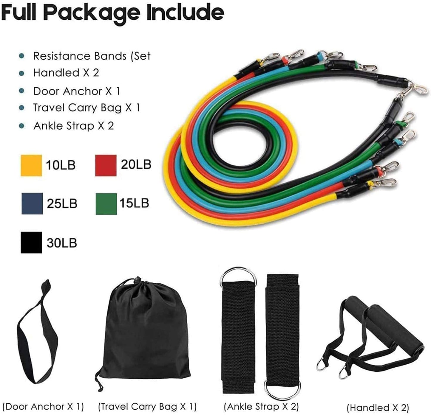 Resistance Bands 11 IN 1 Set for Multi Exercises