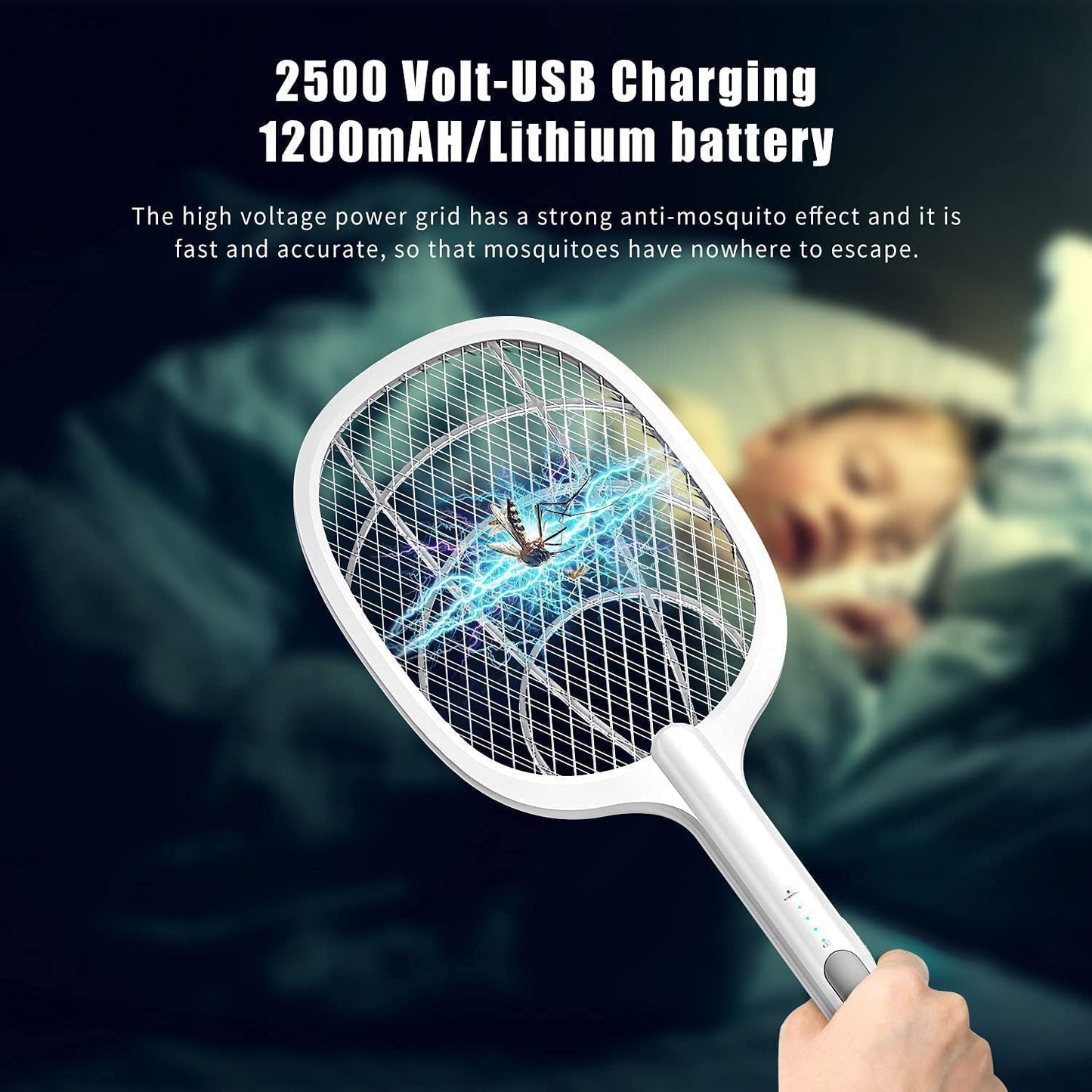 Automatic Mosquito Killer Stainless Bat | UV Light | 1200mah Rechargeable Battery